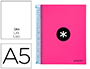 CUADERNO ESPIRAL A5 MICRO ANTARTIK TAPA FORRADA 120H 90 GR LISO CON BANDAS 6 TALADROS COLOR ROSA FLUOR