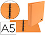 CARPETA DE 4 ANILLAS 25 MM REDONDAS LIDERPAPEL A5 CARTON FORRADO PVC NARANJA