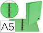 CARPETA DE 4 ANILLAS 25 MM REDONDAS LIDERPAPEL A5 CARTON FORRADO PVC VERDE