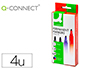 ROTULADOR Q-CONNECT MARCADOR PERMANENTE ESTUCHE DE 4 COLORES SURTIDOS PUNTA BISELADA 5 MM