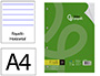 RECAMBIO LIDERPAPEL A4 100 HOJAS 100 G/M2 RAYADO HORIZONTAL CON MARGEN 4 TALADROS