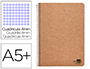 CUADERNO ESPIRAL LIDERPAPEL CUARTO ECOUSE TAPA CARTULINA KRAFT 80H PAPEL RECICLADO 80 GRCUADRO 4MM